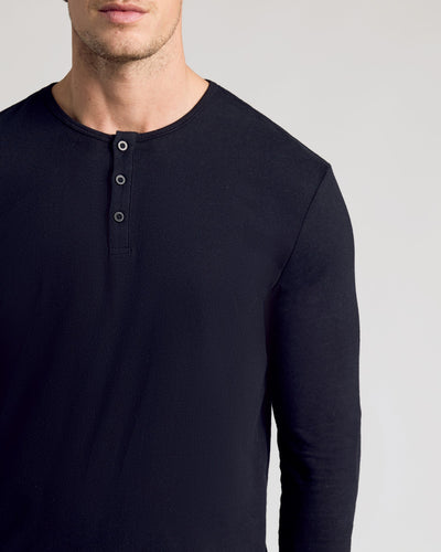 Camiseta Henley clásica manga larga