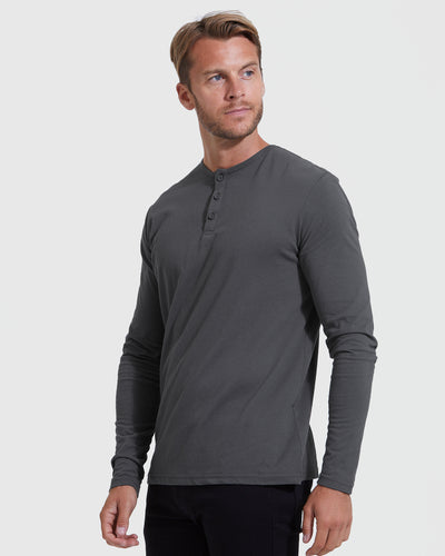 Camiseta Henley clásica manga larga