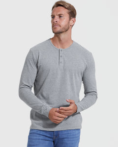 True ClassicModel wears The Timeless Classic Long Sleeve Henley, showcasing fit and style.