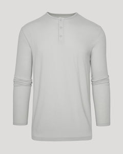 True ClassicSteel Classic Long Sleeve Henley, light gray, round neck, button placket.