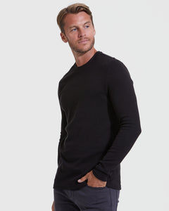 True ClassicBlack Waffle Long Sleeve Crew Neck 3-Pack