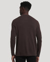 Dark Oak Waffle Long Sleeve Crew Neck, back view, worn with dark pants.