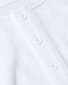 True ClassicWhite Waffle Long Sleeve Henley 3-Pack with textured fabric and button placket.
