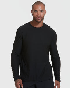 True ClassicMan wearing Standard Active Long Sleeve Crew T-Shirt in black.