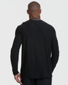 Black Active Long Sleeve Crew Neck T-Shirt on man, back view.