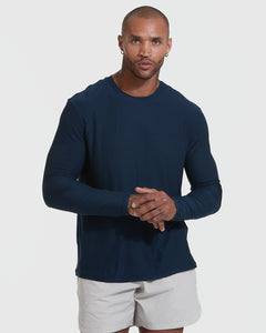 True ClassicActive Long Sleeve Crew 3-Pack worn by athletic man, showcasing fit.
