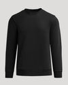 Black Fleece French Terry Pullover Crew Neck on light gray background.