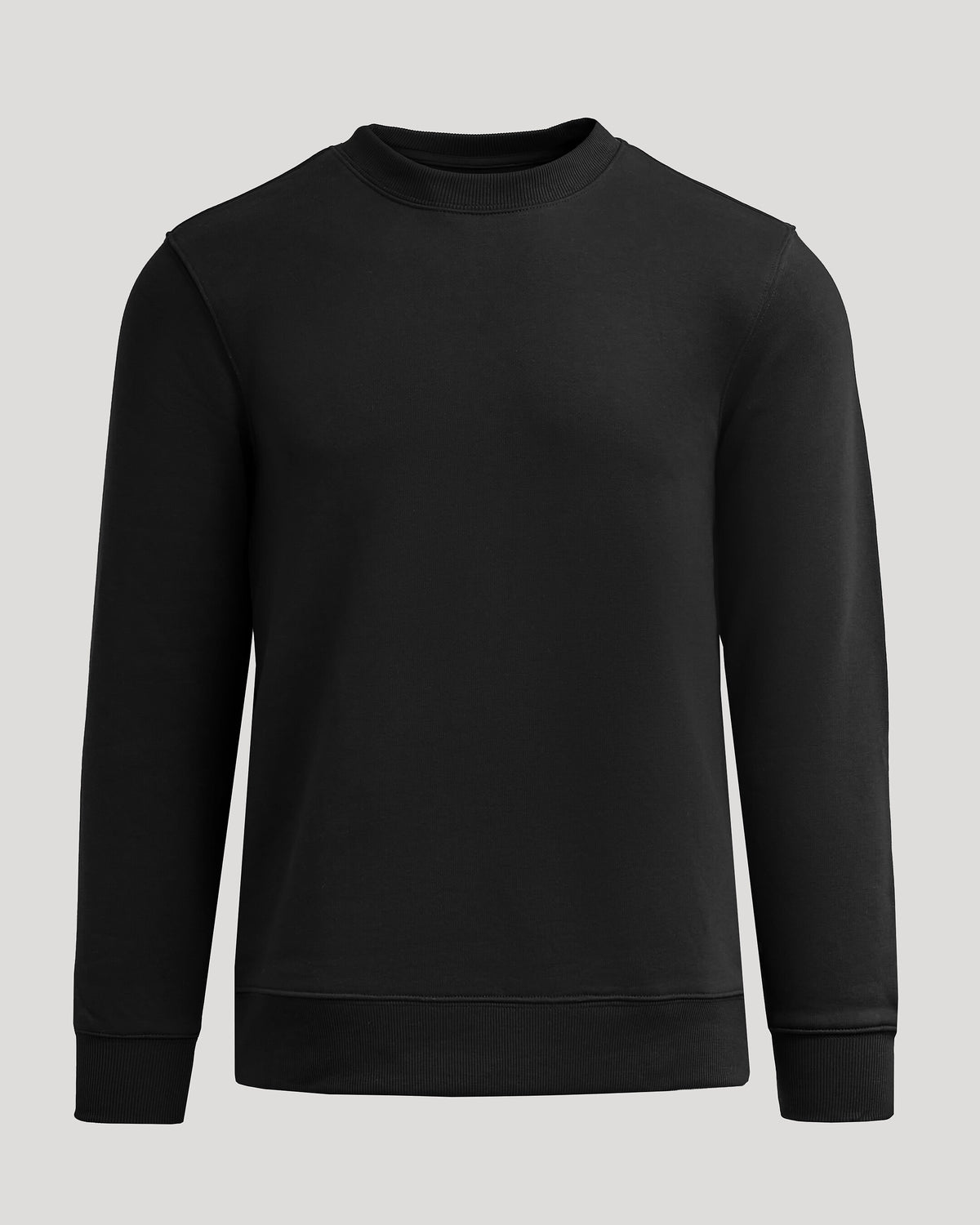 Black Fleece French Terry Pullover Crew Neck on light gray background.