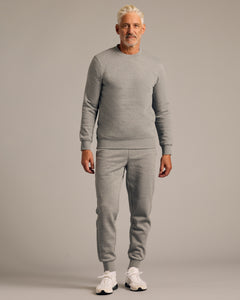 True ClassicMan in Dark Heather Gray Fleece French Terry Pullover Crew Neck.