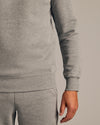 Dark Heather Gray Fleece French Terry Pullover Crew Neck in light-grey, ribbed hem.
