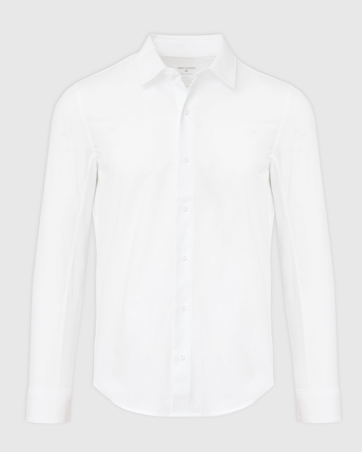 White Commuter Long Sleeve Shirt with button-front and point collar.