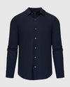 Navy Lightweight Dress Shirt with buttoned cuffs and classic collar.