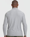 Man wearing Light Heather Gray Active Quarter Zip Shirt, showcasing its athletic fit.