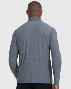 True ClassicMan wearing Heather Navy Active Quarter Zip Shirt, showcasing its athletic fit.