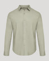 Mossy Oak Long Sleeve Linen Shirt in muted green.