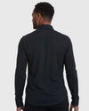 Back view of Black Long Sleeve Do-It-All Comfort Shirt worn by model.