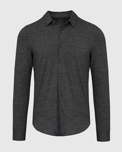 True ClassicCharcoal Heather Long Sleeve Gray Do-It-All Comfort Shirt, featuring a button-up design.