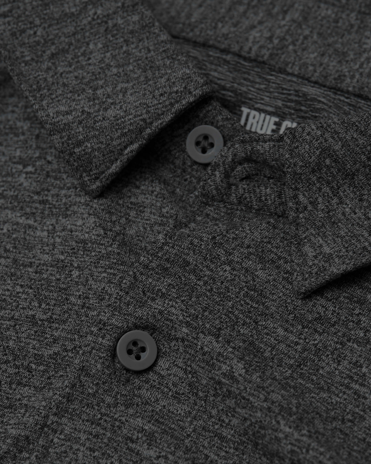 Charcoal Heather Long Sleeve Gray Do-It-All Comfort Shirt with buttons and collar.
