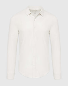 True ClassicEcru Long Sleeve Do-It-All Comfort Shirt against a gray background.