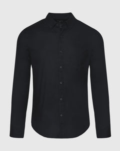 True ClassicBlack Stretch Oxford Long Sleeve Shirt with button-down collar and chest pocket.