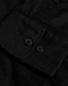 Black Stretch Oxford Long Sleeve Shirt with two black buttons.