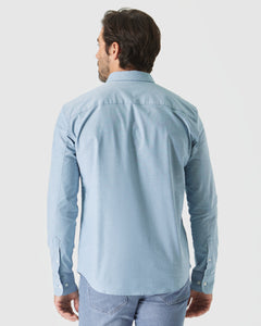 True ClassicRear view of man in Harbor Stretch Oxford Long Sleeve Shirt.