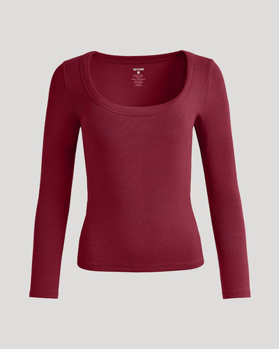 Ribbed Long Sleeve Scoop Neck