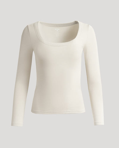 Ribbed Long Sleeve Scoop Neck