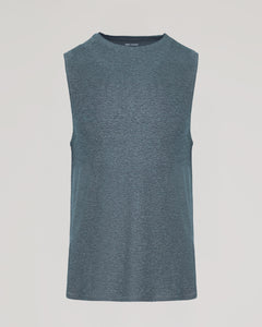 True ClassicHeather Navy Sleeveless Active Muscle Tee on neutral backdrop.