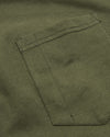 Military Green Heavyweight Pocket Crew featuring reinforced chest pocket stitching.
