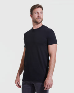 True ClassicAll Black Tall Straight Hem Crew Neck T-Shirt on man.