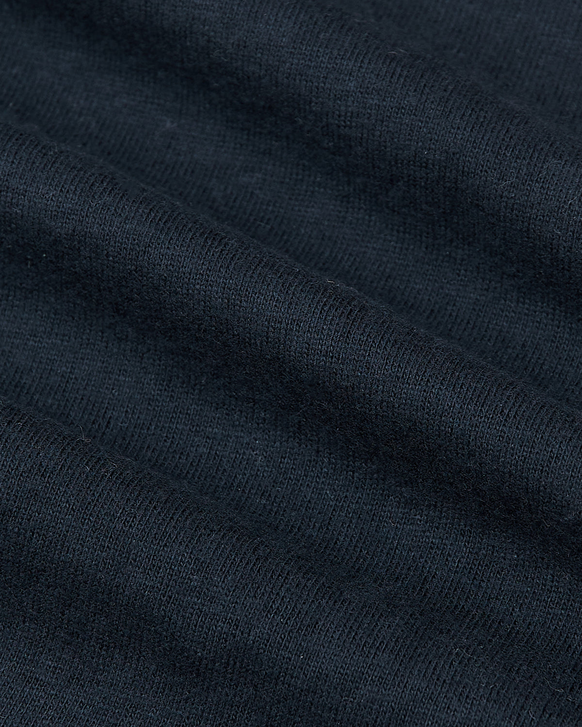 Close-up of Navy Tall Straight Hem Crew Neck T-Shirt fabric.