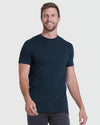 Navy blue tall straight hem t-shirt with short sleeves and crew neck.