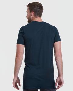 True ClassicBack view of Navy Tall Straight Hem Crew Neck T-Shirt on model.