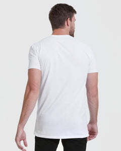 True ClassicBack view of All-White Tall Straight Hem Crew Neck T-Shirt.