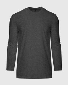 True ClassicCharcoal Heather Gray Tall Long Sleeve T-Shirt, laid flat, crewneck design.