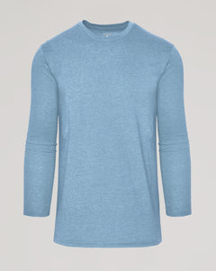 True ClassicHeather Indigo Tall Long Sleeve T-Shirt laid flat, showcasing fit.