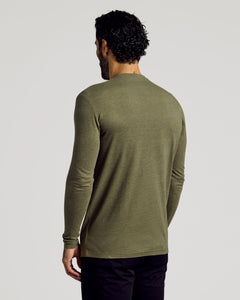 True ClassicHeather Military Green Tall Long Sleeve T-Shirt from behind view.