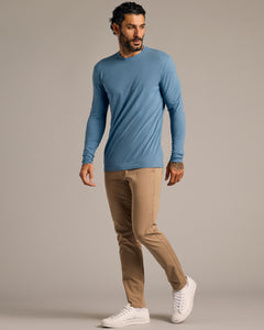 True ClassicIndigo Tall Long Sleeve T-Shirt on relaxed model.