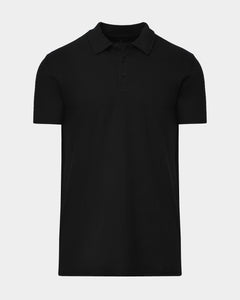 True ClassicBlack Short Sleeve Tall Polo with classic collar and three-button placket.
