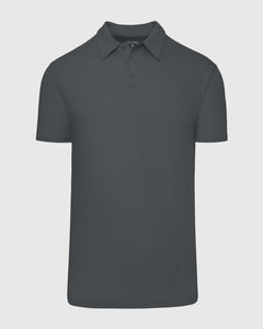 True ClassicCarbon Short Sleeve Tall Polo with classic collar and three-button placket.