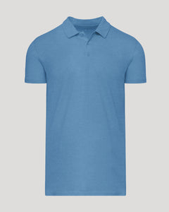 True ClassicDark Heather Blue Lake Short Sleeve Tall Polo, heathered medium-blue, classic design.