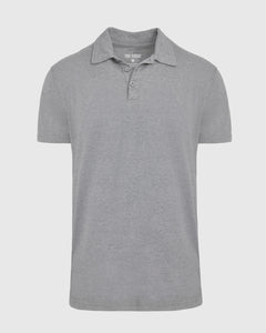 True ClassicHeather Gray Short Sleeve Tall Polo with classic collar and two-button placket.