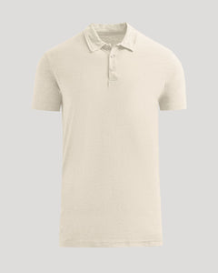 True ClassicOatmeal Short Sleeve Tall Polo laid flat with a classic collar.