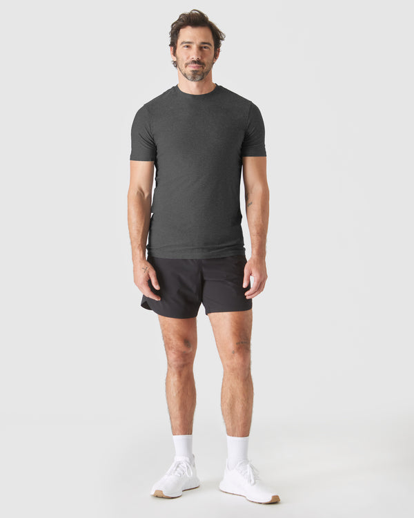 Charcoal Heather Gray Tall Active Crew Neck 2.0 modeled on man.
