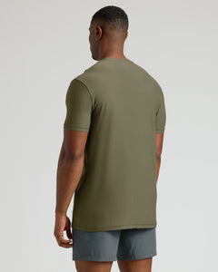 True ClassicMilitary Green Tall Active Crew Neck 2.0 from behind, showcasing fit.