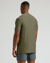 Tall Active Crew 3-Pack: Man wearing slim olive-green tee and dark shorts.