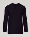 Black Tall Classic Long Sleeve Henley with button placket for taller frames.