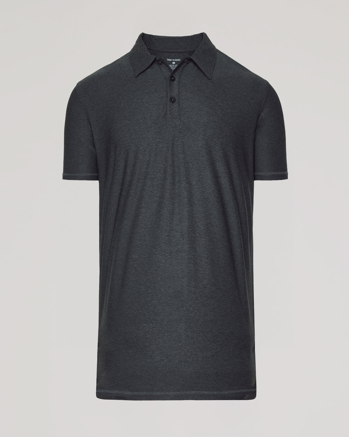 Charcoal Heather Gray Short Sleeve Tall Active Polo with classic collar and placket.
