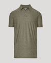 Heather Military Green Short Sleeve Tall Active Polo, featuring a classic collar and three-button placket.